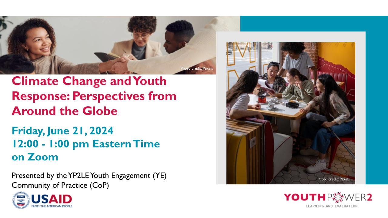 flyer for Climate Change and Youth Response: Perspectives from Around the Globe event